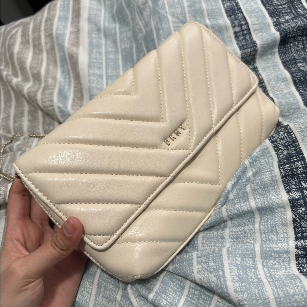 DKNY Ivory Quilted Clutch